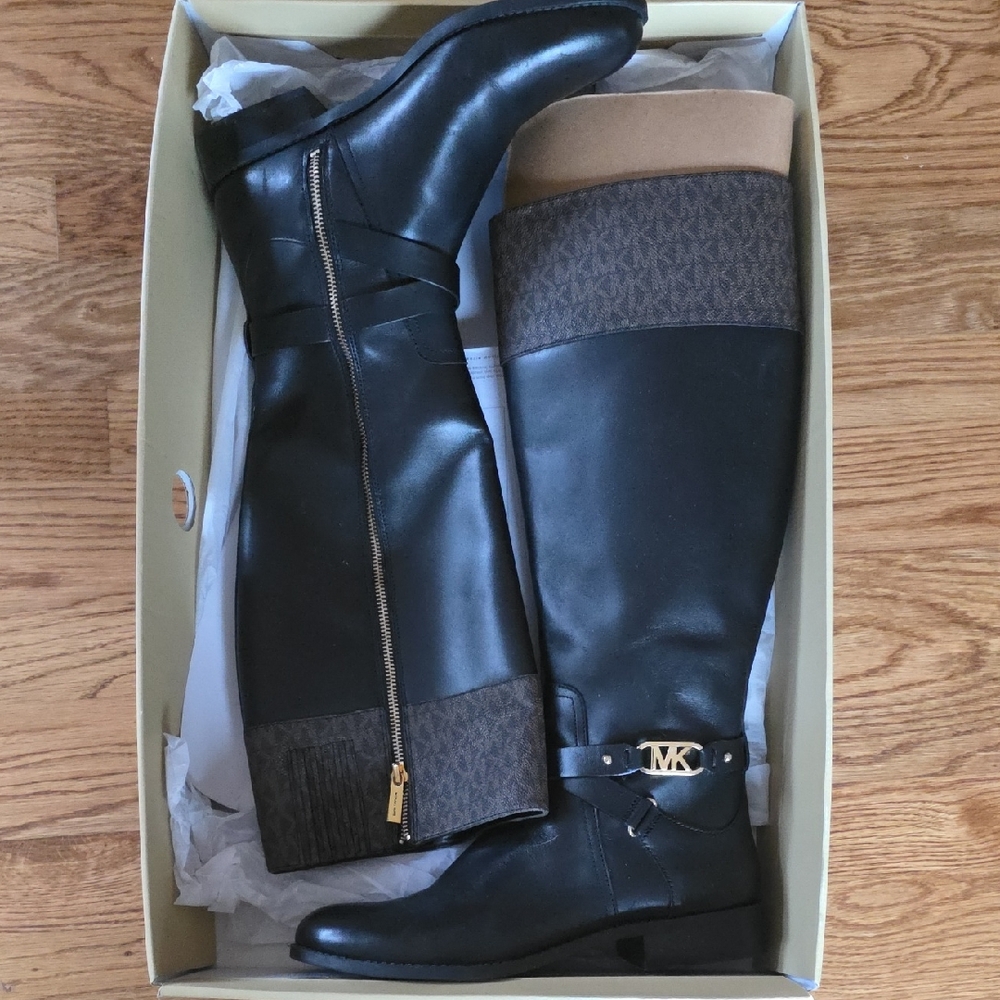 Michael Kors Black and Brown Knee-High Boots